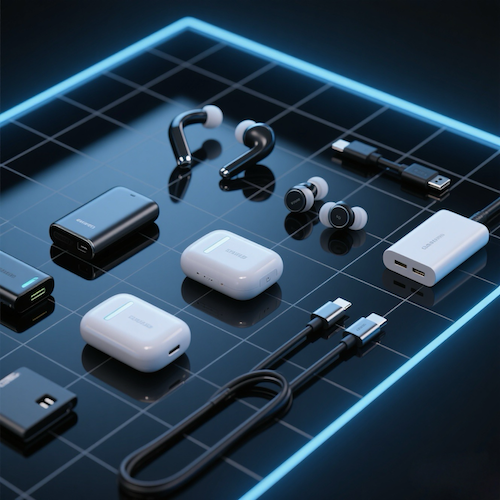 Electronics including smartphones, headphones and accessories