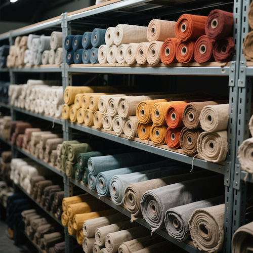 Textiles and fabrics in various colors and patterns