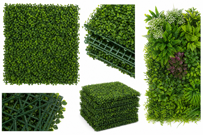 Artificial boxwood hedge panel